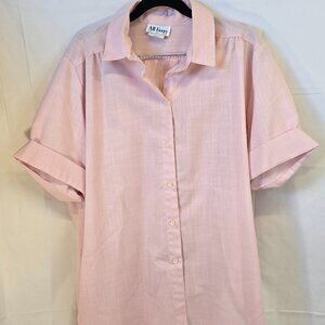 Vintage All Hours button up shirt, pink, size Large, 100% Rayon, made in U.S.A.